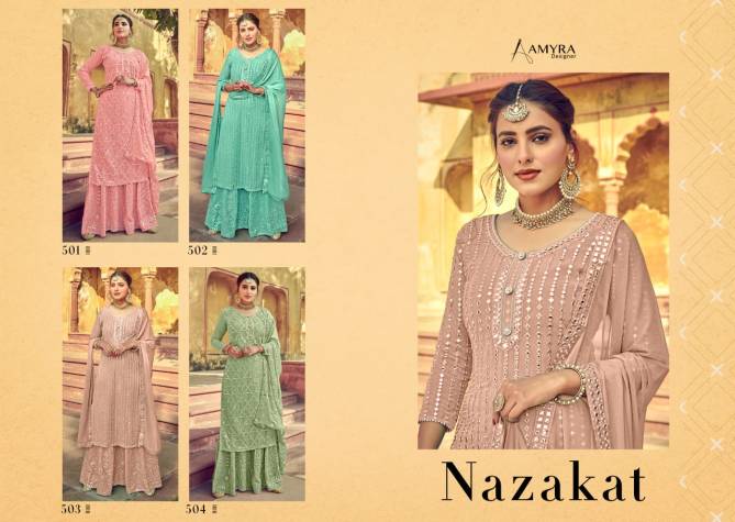 Amyra Nazakat Rich Latest Fancy  Designer Look Heavy Georgette with heavy exclusive mirror embroidery Fastive Wear Salwar Kameez Collection